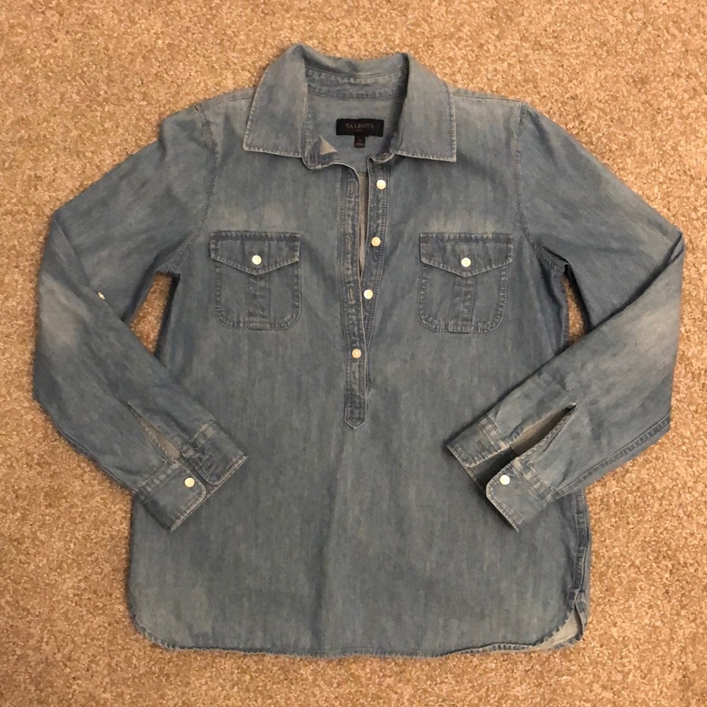 Talbots Button Down Jean Top
